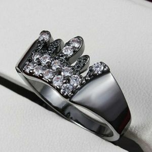 Black gold filled sapphire wedding ring